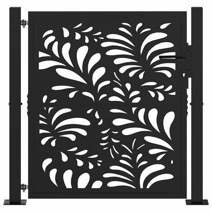 Cancello da giardino nero 100x100 cm in acciaio design ondulato | homemem39