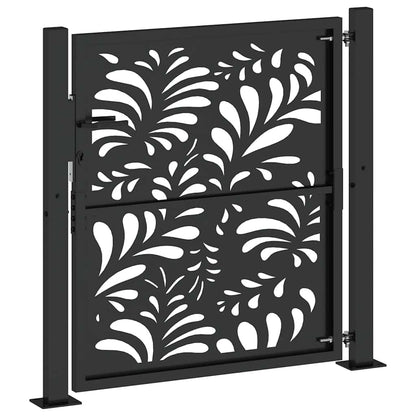 Cancello da giardino nero 100x100 cm in acciaio design ondulato | homemem39