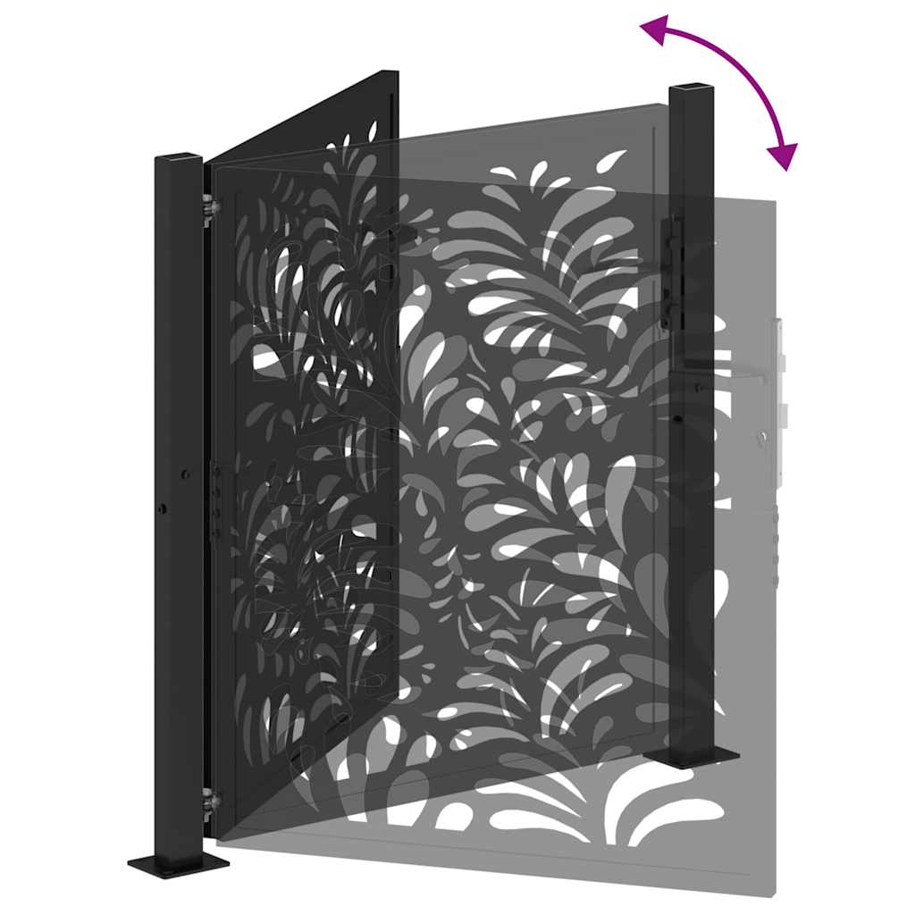 Cancello da giardino nero 100x100 cm in acciaio design ondulato | homemem39