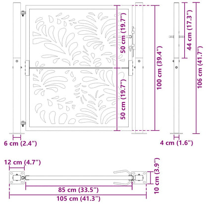 Cancello da giardino nero 100x100 cm in acciaio design ondulato | homemem39