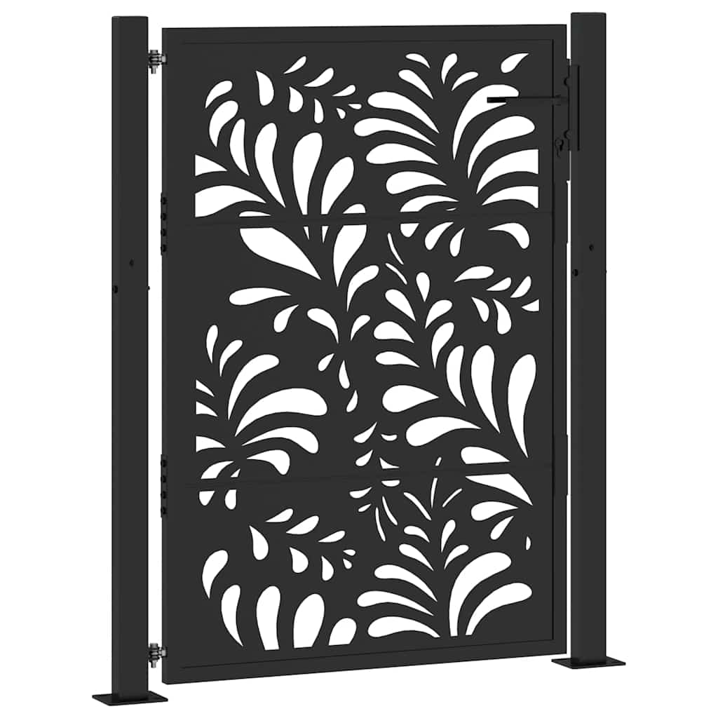 Cancello da giardino nero 100x125 cm in acciaio design ondulato | homemem39
