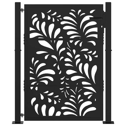 Cancello da giardino nero 100x125 cm in acciaio design ondulato | homemem39