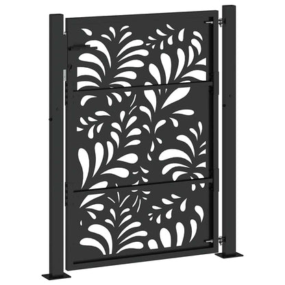 Cancello da giardino nero 100x125 cm in acciaio design ondulato | homemem39