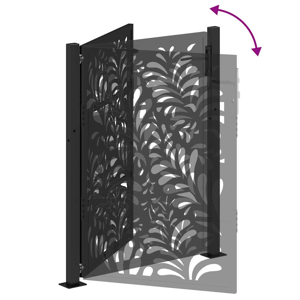Cancello da giardino nero 100x125 cm in acciaio design ondulato | homemem39