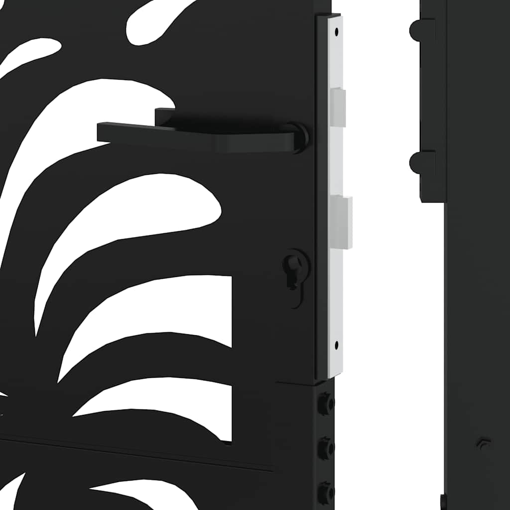 Cancello da giardino nero 100x125 cm in acciaio design ondulato | homemem39