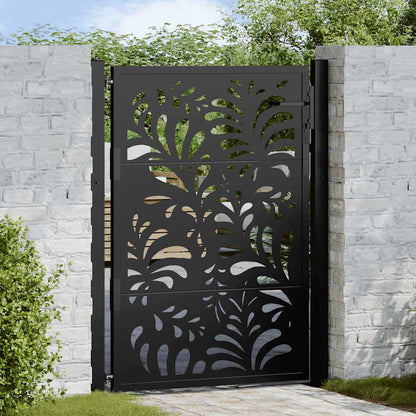 Cancello da giardino nero 100x125 cm in acciaio design ondulato | homemem39