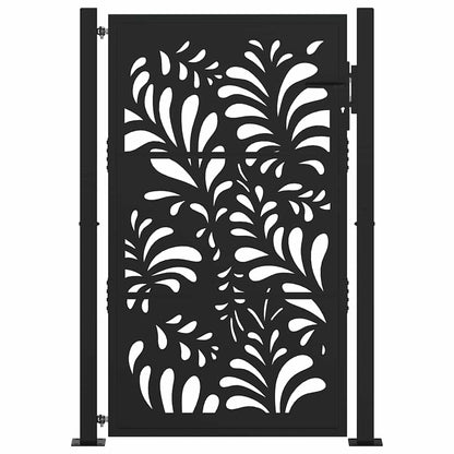 Cancello da giardino nero 100x150 cm in acciaio design ondulato