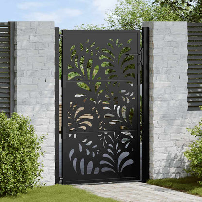 Cancello da giardino nero 100x150 cm in acciaio design ondulato