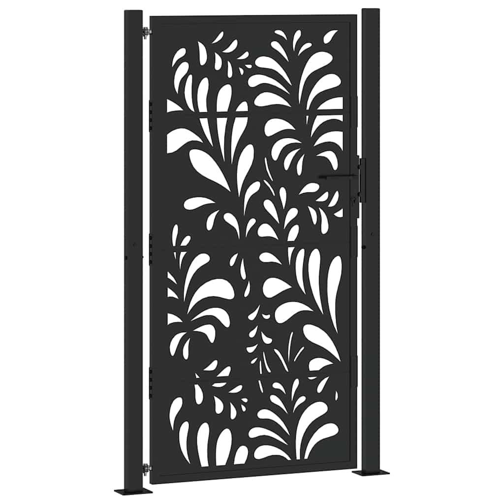 Cancello da giardino nero 100x175 cm in acciaio design ondulato | homemem39