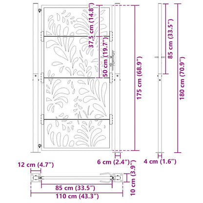 Cancello da giardino nero 100x175 cm in acciaio design ondulato | homemem39