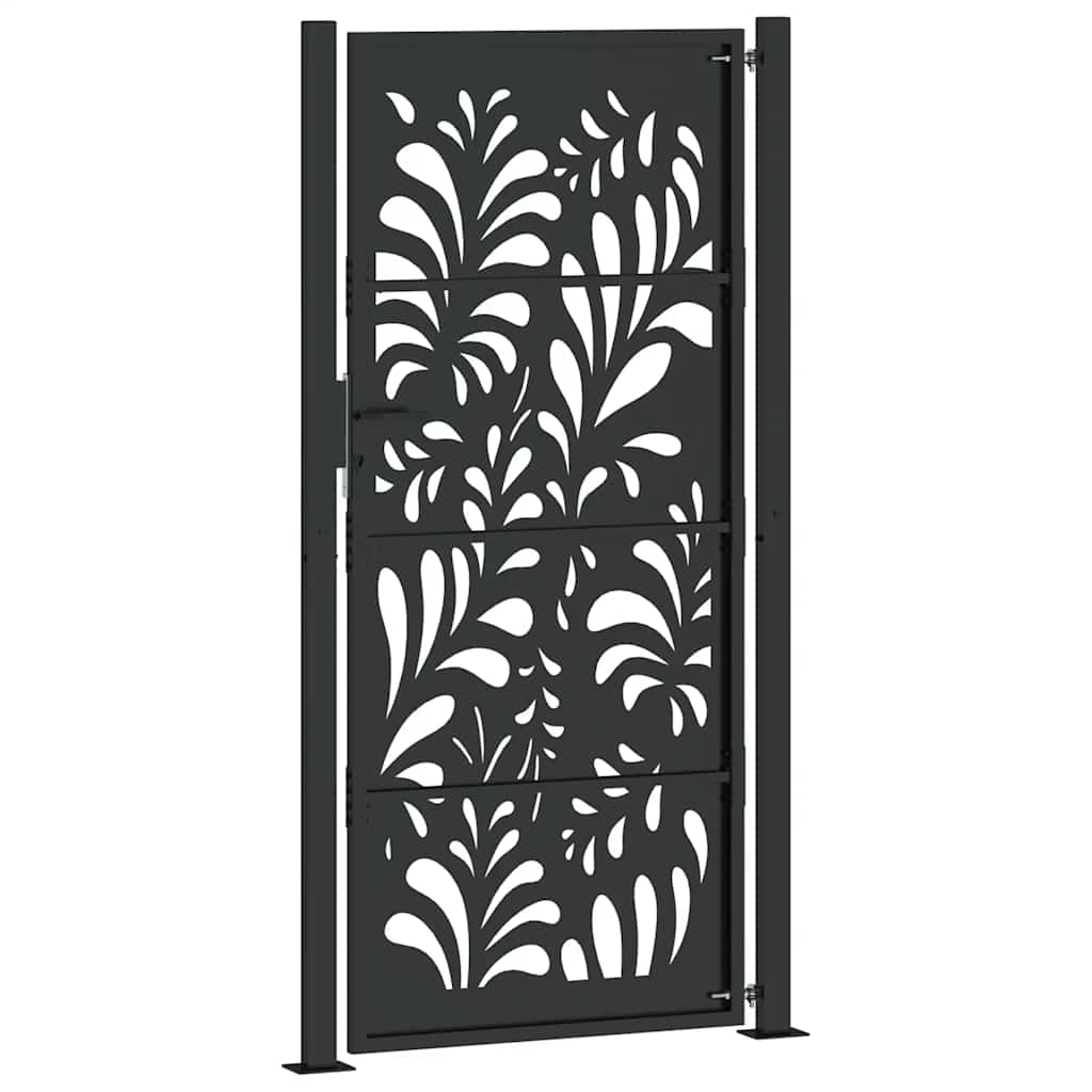 Cancello da giardino nero 100x200 cm in acciaio design ondulato | homemem39