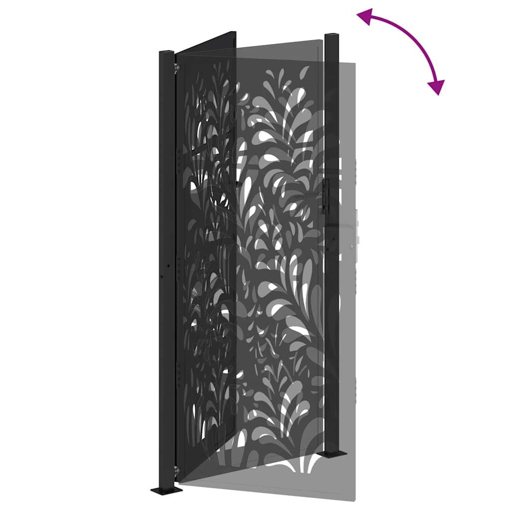 Cancello da giardino nero 100x200 cm in acciaio design ondulato | homemem39