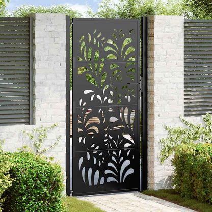 Cancello da giardino nero 100x200 cm in acciaio design ondulato | homemem39