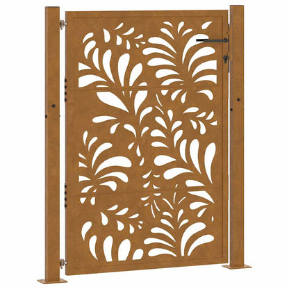 Cancello da giardino 100x125 cm in acciaio corten design ondulato | homemem39
