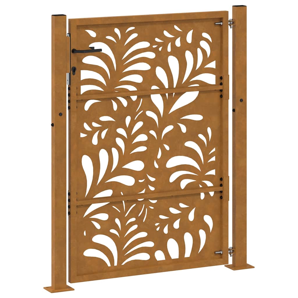 Cancello da giardino 100x125 cm in acciaio corten design ondulato | homemem39