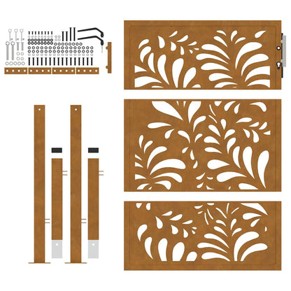 Cancello da giardino 100x150 cm in acciaio corten design ondulato | homemem39