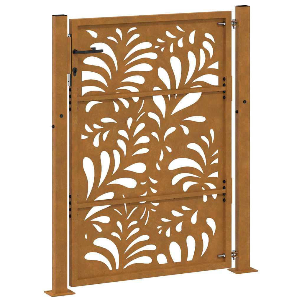 Cancello da giardino 100x150 cm in acciaio corten design ondulato | homemem39