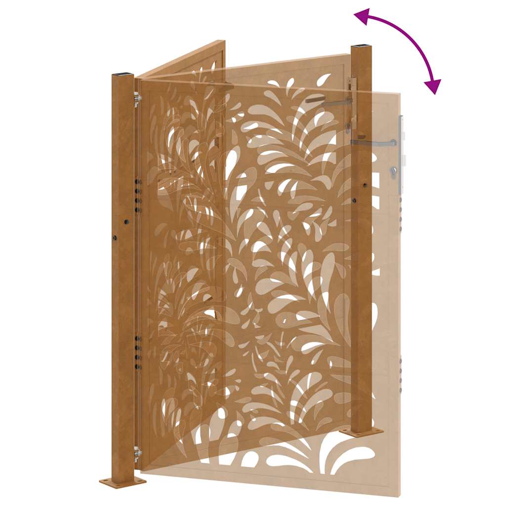 Cancello da giardino 100x150 cm in acciaio corten design ondulato | homemem39