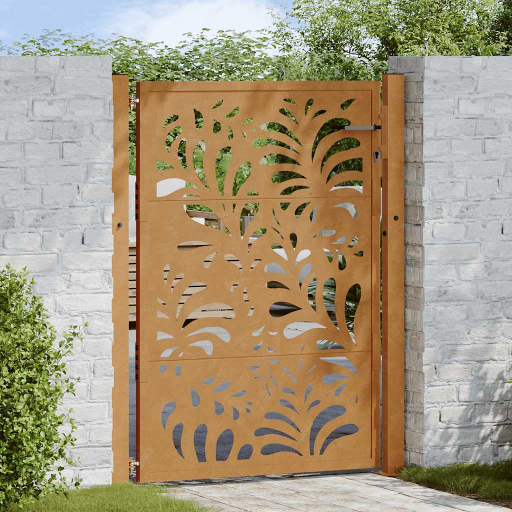 Cancello da giardino 100x150 cm in acciaio corten design ondulato | homemem39