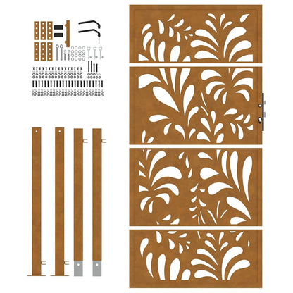Cancello da giardino 100x175 cm in acciaio corten design ondulato | homemem39
