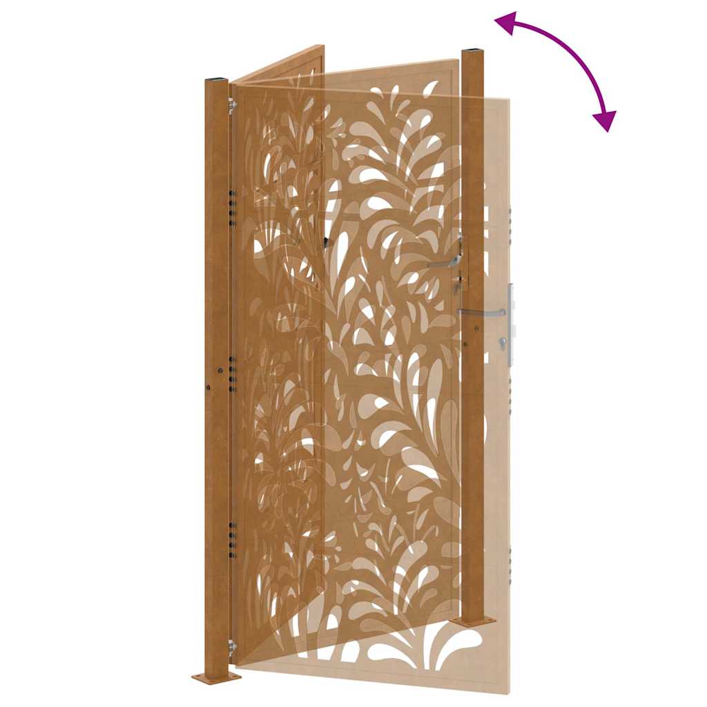 Cancello da giardino 100x175 cm in acciaio corten design ondulato | homemem39