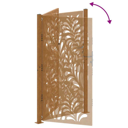 Cancello da giardino 100x175 cm in acciaio corten design ondulato | homemem39