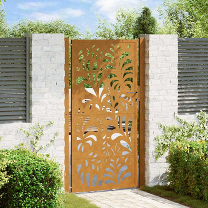 Cancello da giardino 100x175 cm in acciaio corten design ondulato | homemem39