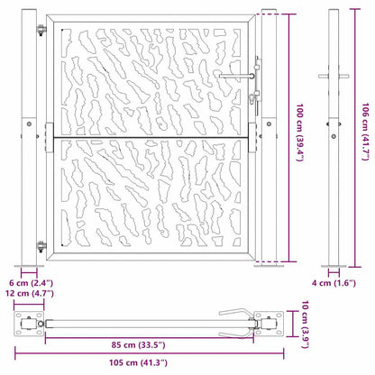 Cancello da giardino nero 100x100 cm in acciaio con design a traliccio