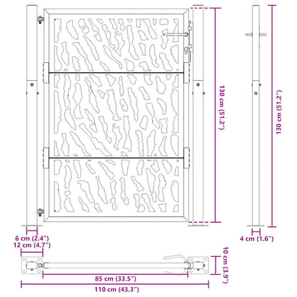 Cancello da giardino nero 100x125 cm in acciaio con design a traliccio | homemem39
