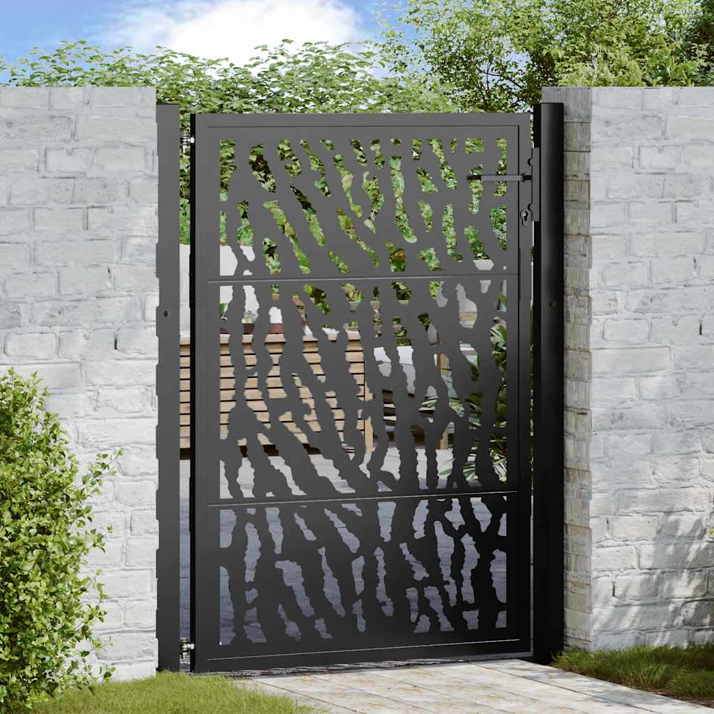 Cancello da giardino nero 100x125 cm in acciaio con design a traliccio | homemem39
