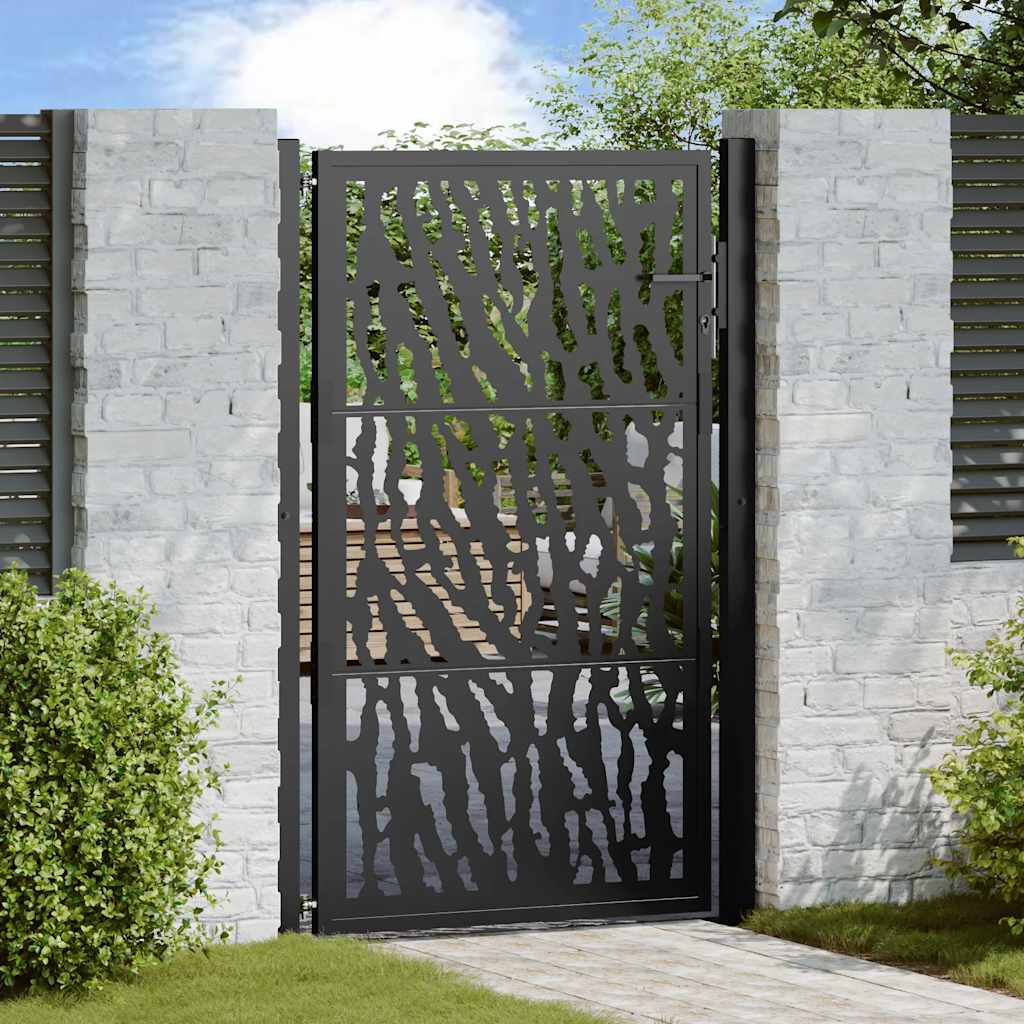 Cancello da giardino nero 100x150 cm in acciaio con design a traliccio | homemem39