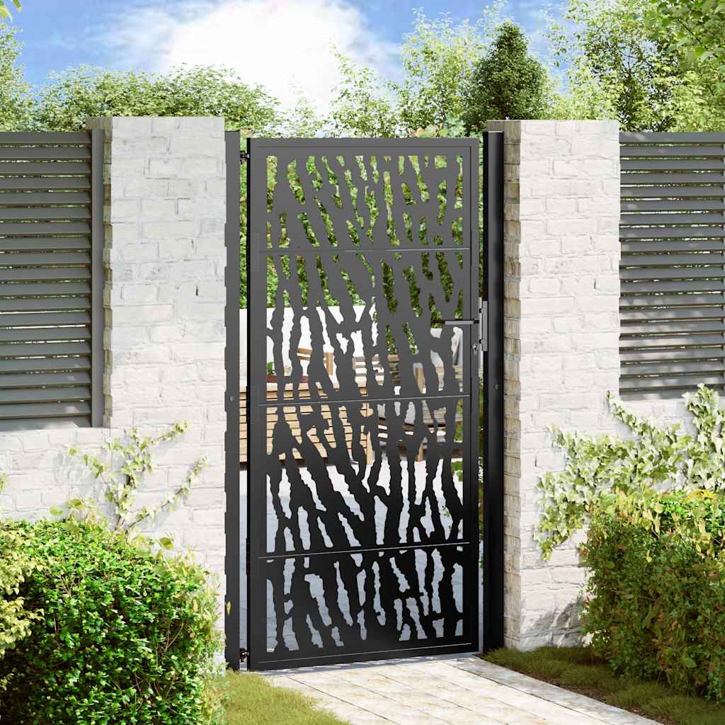 Cancello da giardino nero 100x175 cm in acciaio con design a traliccio | homemem39