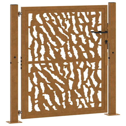 Cancello da giardino 100x100 cm in acciaio corten con design a traccia | homemem39