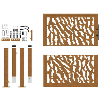 Cancello da giardino 100x100 cm in acciaio corten con design a traccia | homemem39