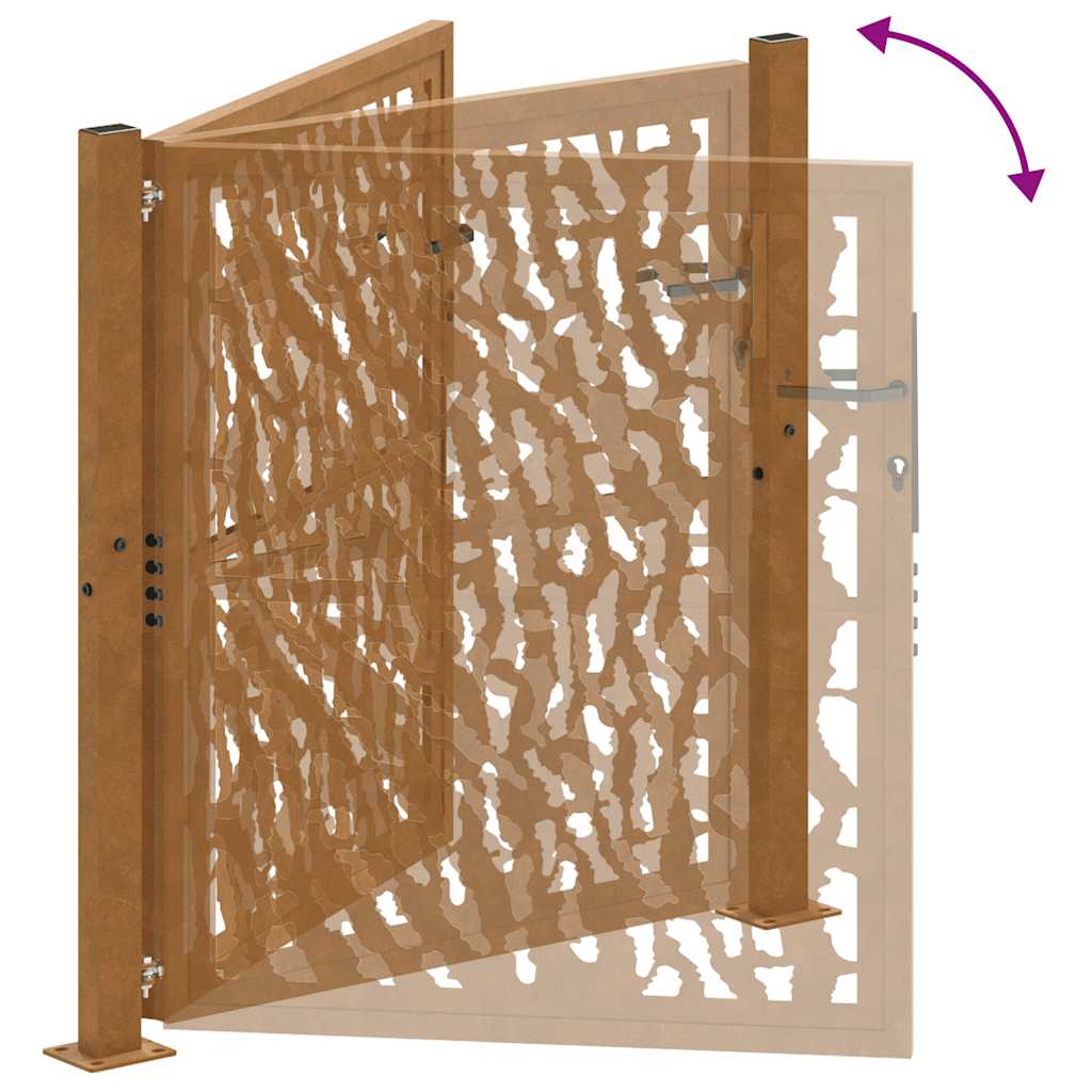Cancello da giardino 100x100 cm in acciaio corten con design a traccia | homemem39