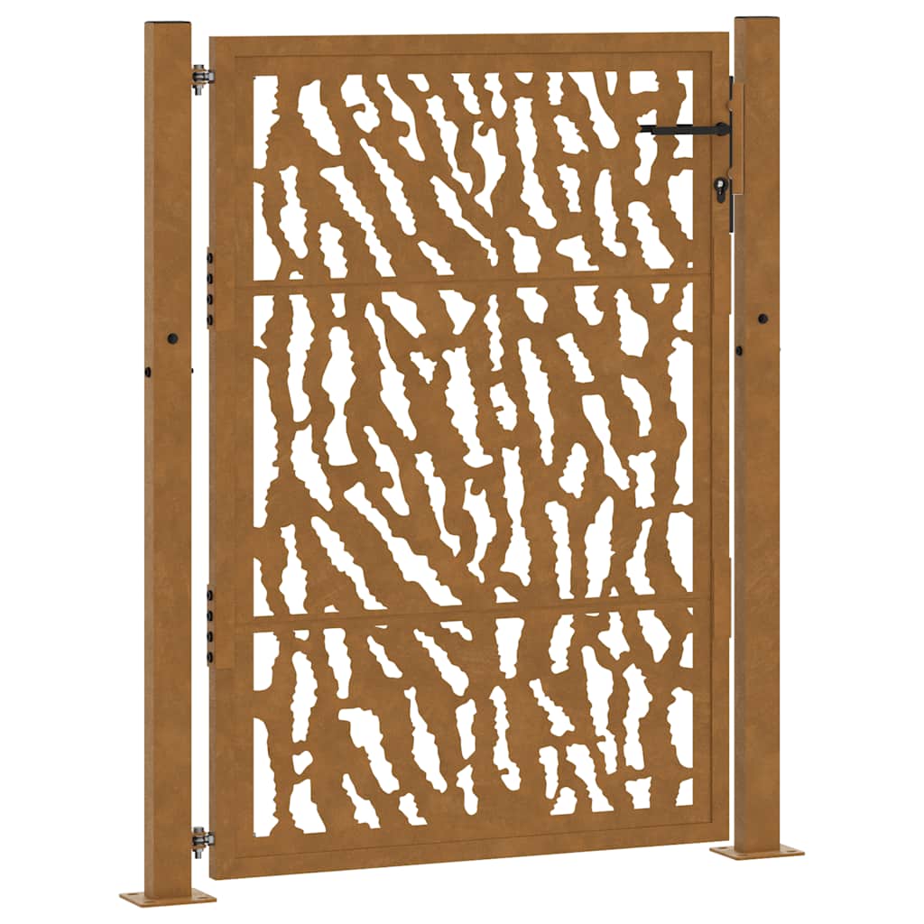Cancello da giardino 100x125 cm in acciaio corten con design a traccia | homemem39