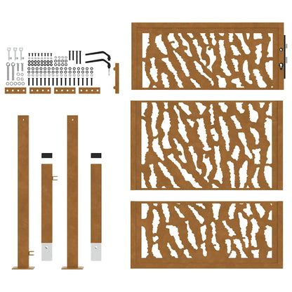 Cancello da giardino 100x125 cm in acciaio corten con design a traccia | homemem39