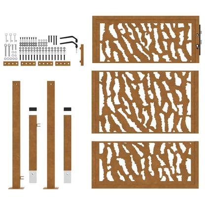 Cancello da giardino 100x150 cm in acciaio corten con design a traccia | homemem39