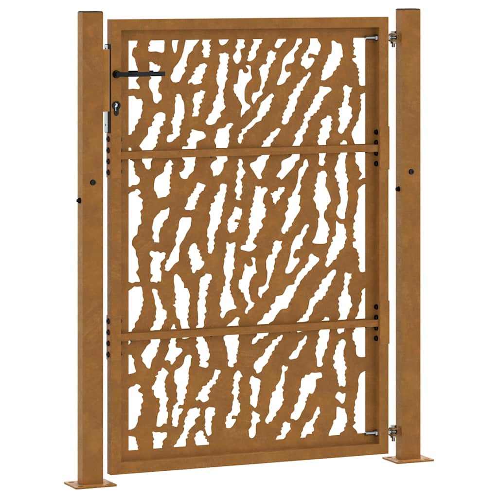 Cancello da giardino 100x150 cm in acciaio corten con design a traccia | homemem39