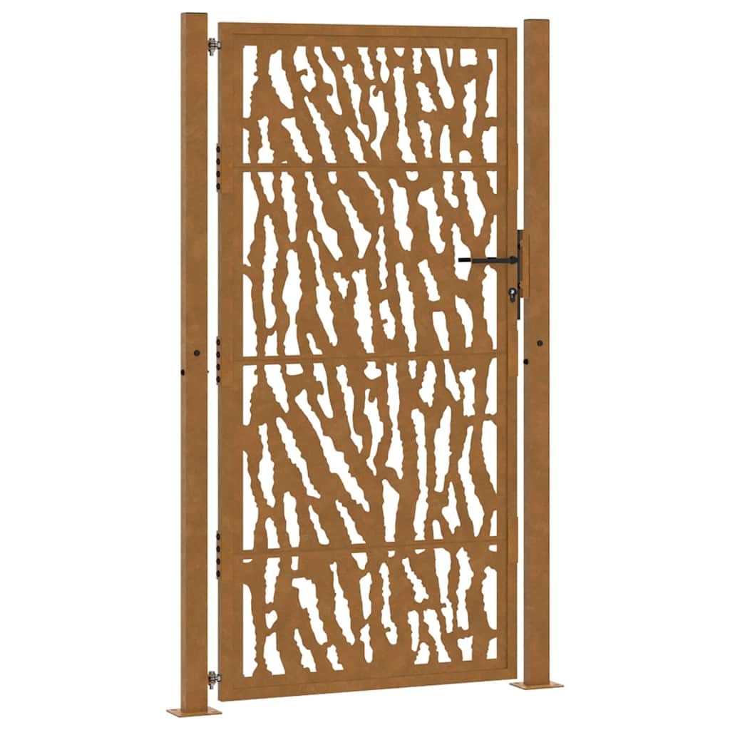 Cancello da giardino 100x175 cm in acciaio corten con design a traccia | homemem39