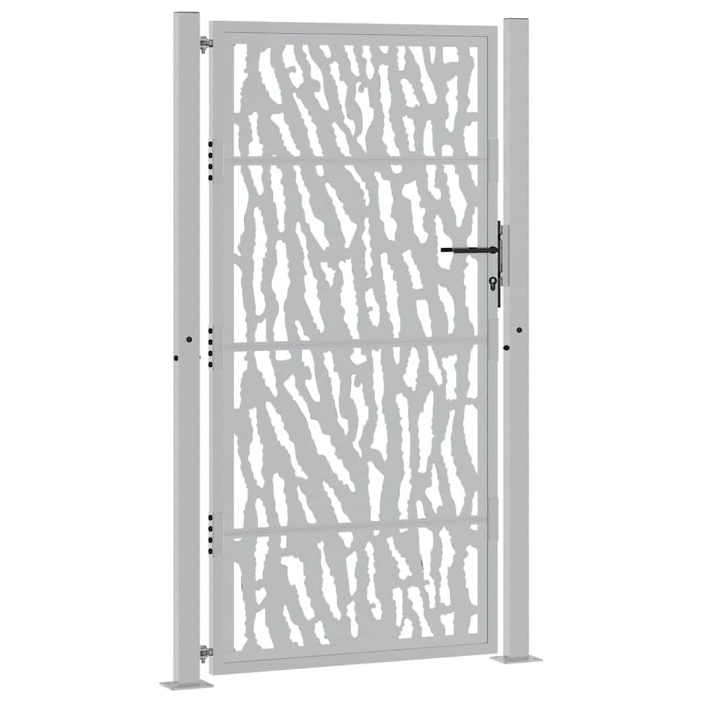 Cancello da giardino 100x175 cm in acciaio corten con design a traccia | homemem39