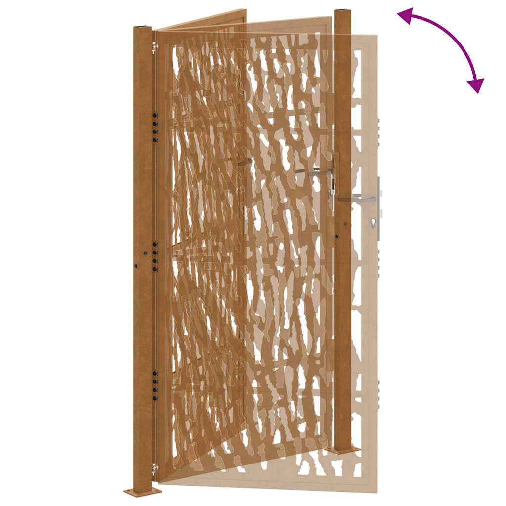 Cancello da giardino 100x175 cm in acciaio corten con design a traccia | homemem39