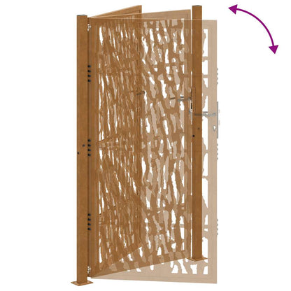 Cancello da giardino 100x175 cm in acciaio corten con design a traccia | homemem39