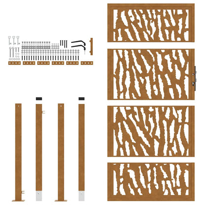 Cancello da giardino 100x200 cm in acciaio corten con design a traccia | homemem39