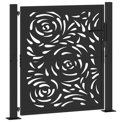 Cancello da giardino nero 100x100 cm in acciaio con design a fiamma | homemem39
