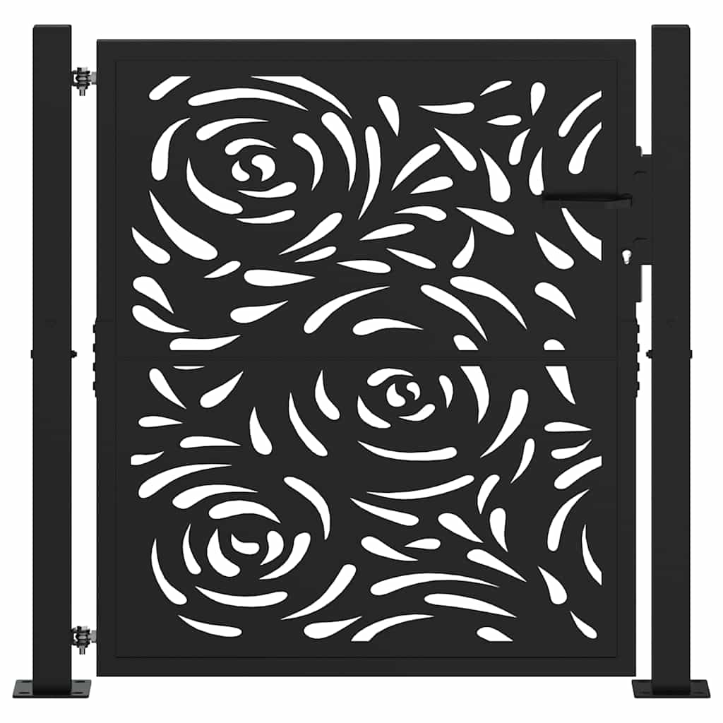 Cancello da giardino nero 100x100 cm in acciaio con design a fiamma | homemem39