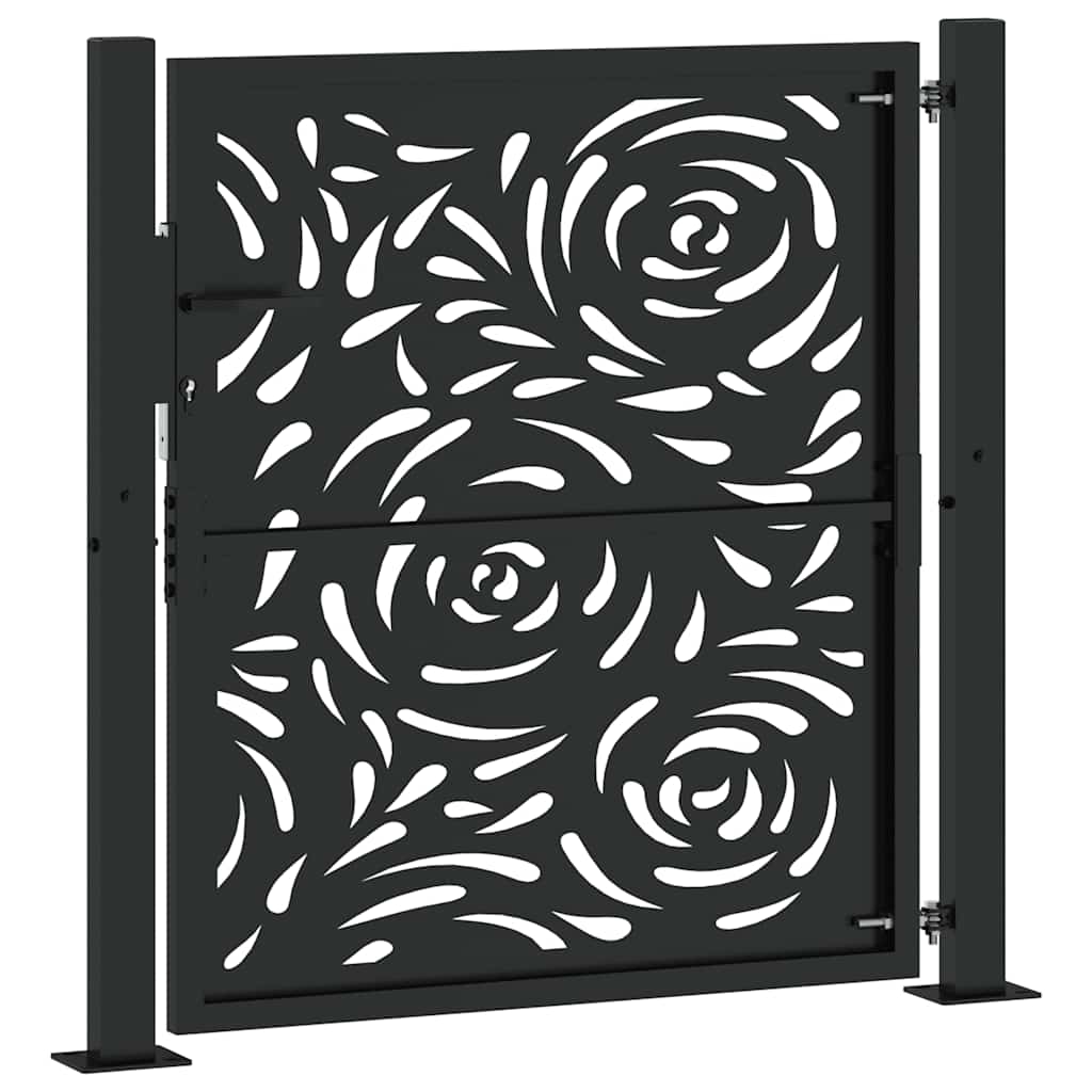 Cancello da giardino nero 100x100 cm in acciaio con design a fiamma | homemem39