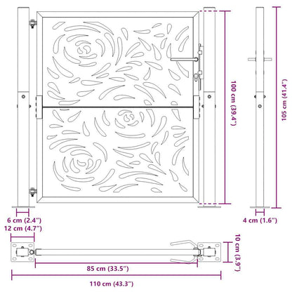 Cancello da giardino nero 100x100 cm in acciaio con design a fiamma | homemem39