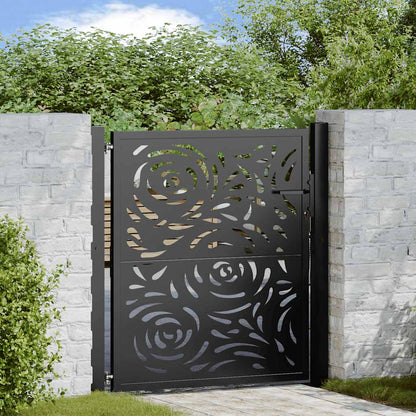 Cancello da giardino nero 100x100 cm in acciaio con design a fiamma | homemem39