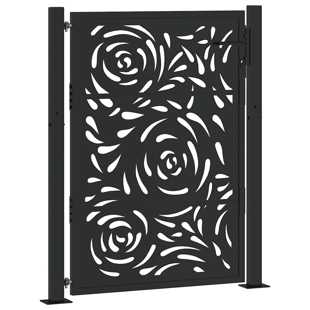 Cancello da giardino nero 100x125 cm in acciaio con design a fiamma | homemem39